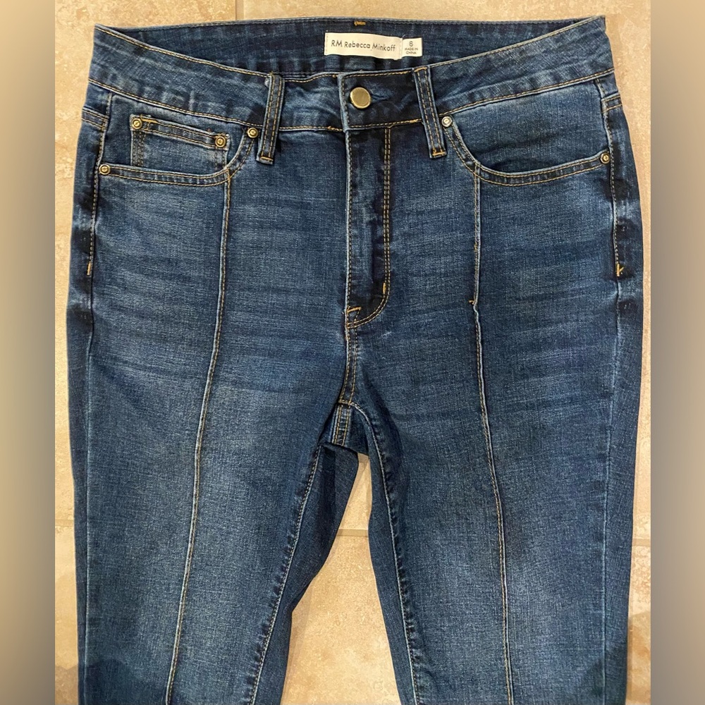 RM Rebecca Minkoff Y2K Skinny Capri Dark Blue Pant/Cropped Denim Jeans (Size 6) - Picture 4 of 10